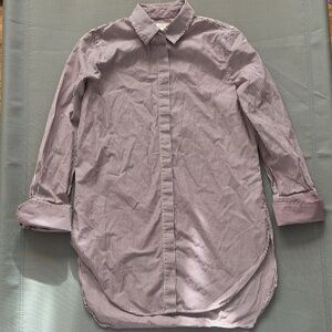 J. Crew women’s xs  burgundy Striped Button Down long tunic shirt